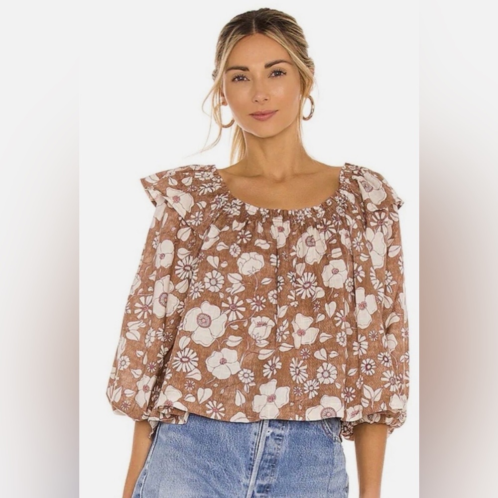 Free People Miss Daisy Printed Top in Vintage Combo